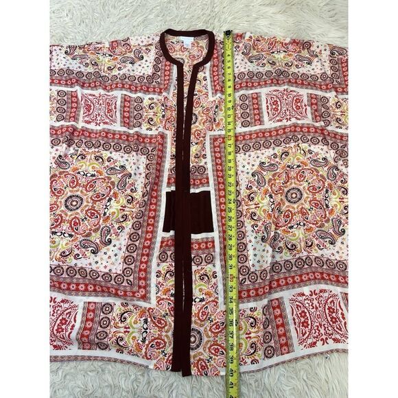 New York & Company Women's Abstract Boho Floral Print Open Front Cardigan Duster - Picture 4 of 10